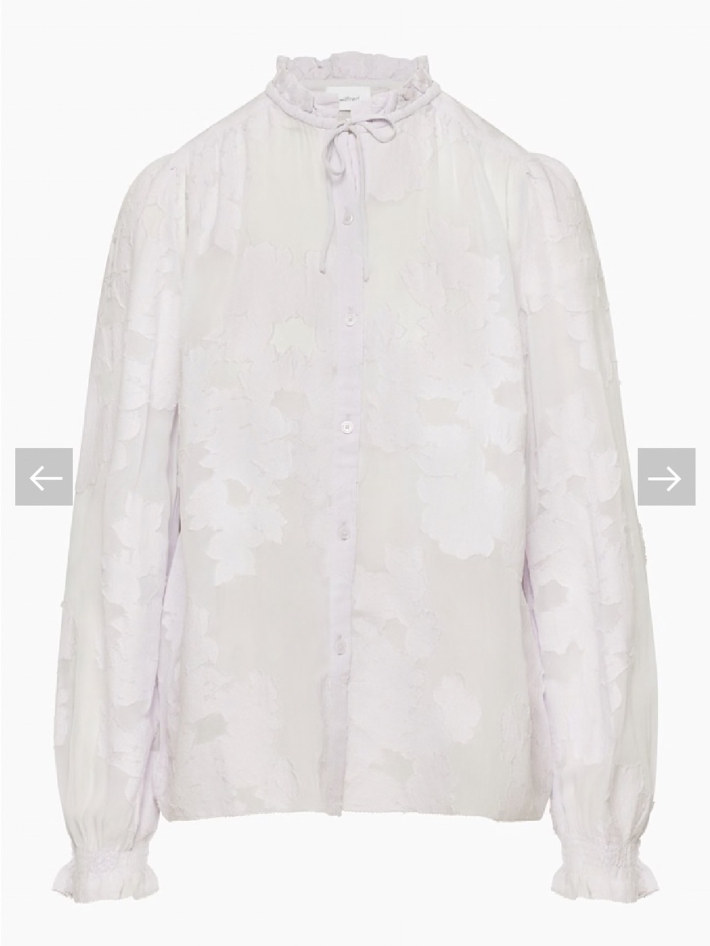 Aritzia Wilfred Alexis Blouse Ice Lavender Floral Burnout Chiffon Ruffle Small - Picture 1 of 13